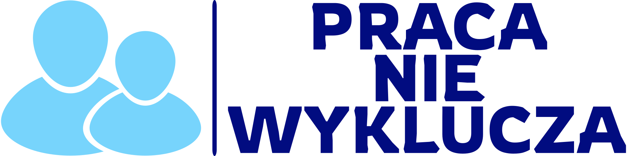 Kontury dwóch osób z napisem Praca nie wyklucza